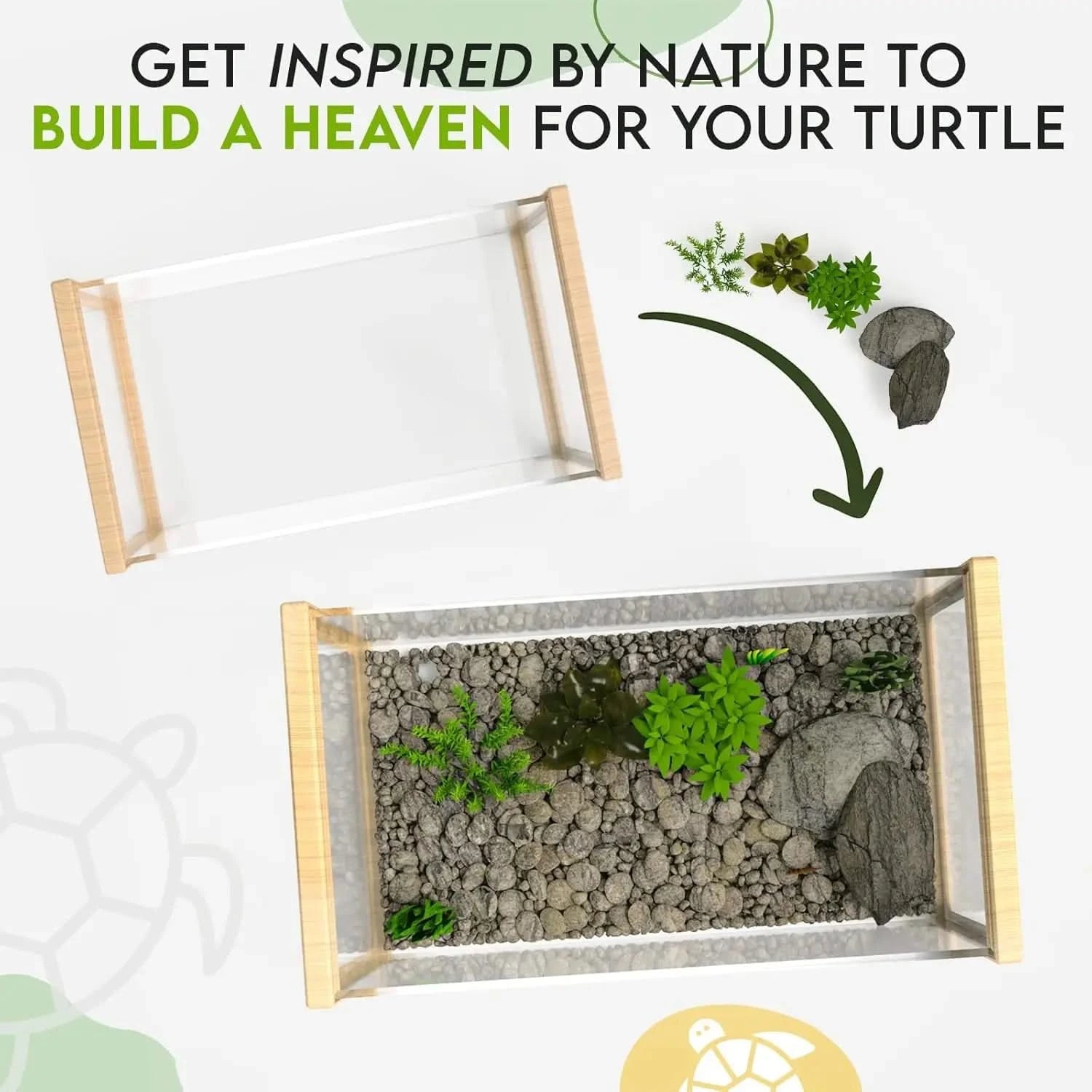 OKKÖBI All-in-One Turtle Aquarium Kit with Filter, Light & Basking Platform