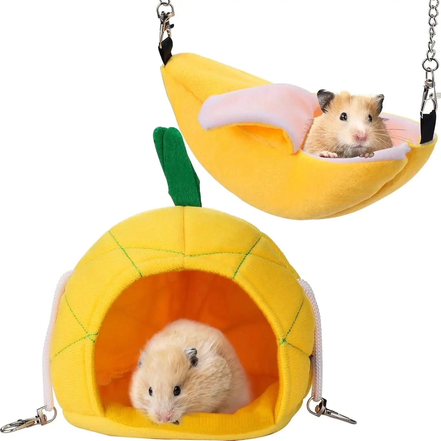 Jetec Cozy Banana Pineapple Hamster Hammock Bed Set for Small Pets