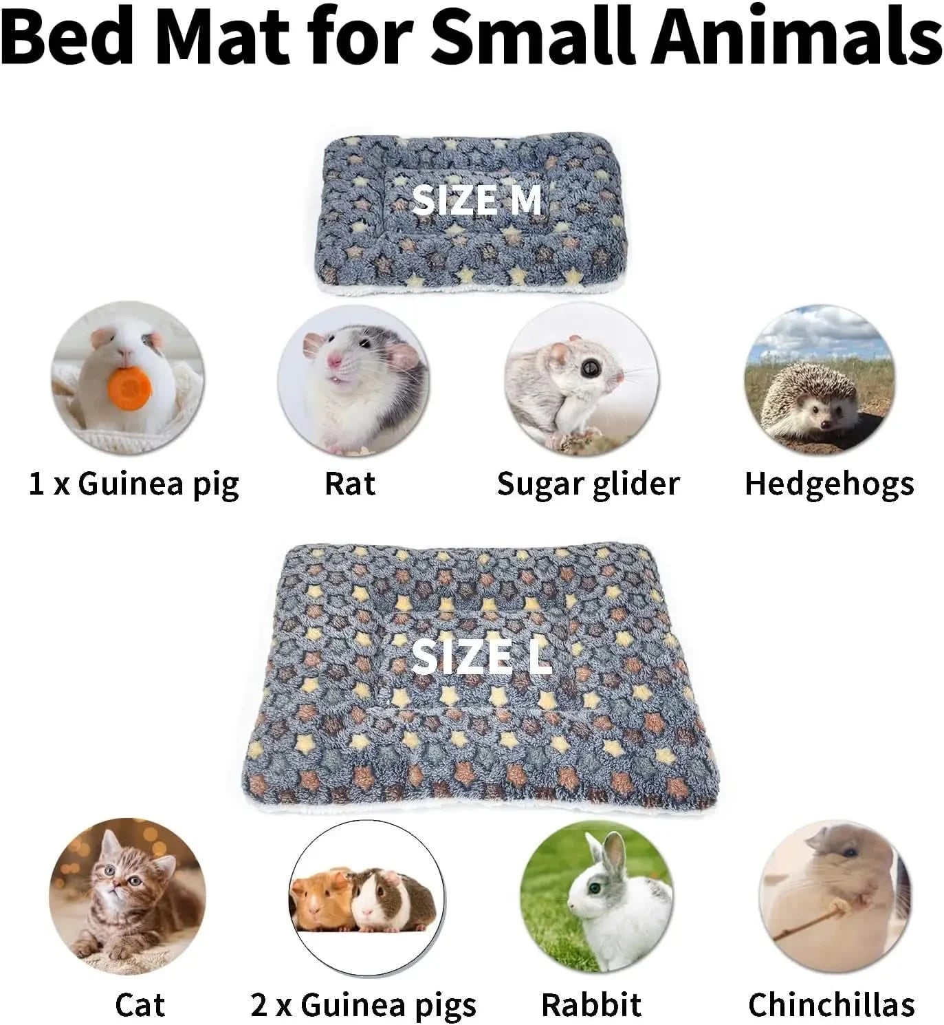 Amakunft 2-Pack Cozy Washable Fleece Pet Bed Mats for Small Animals