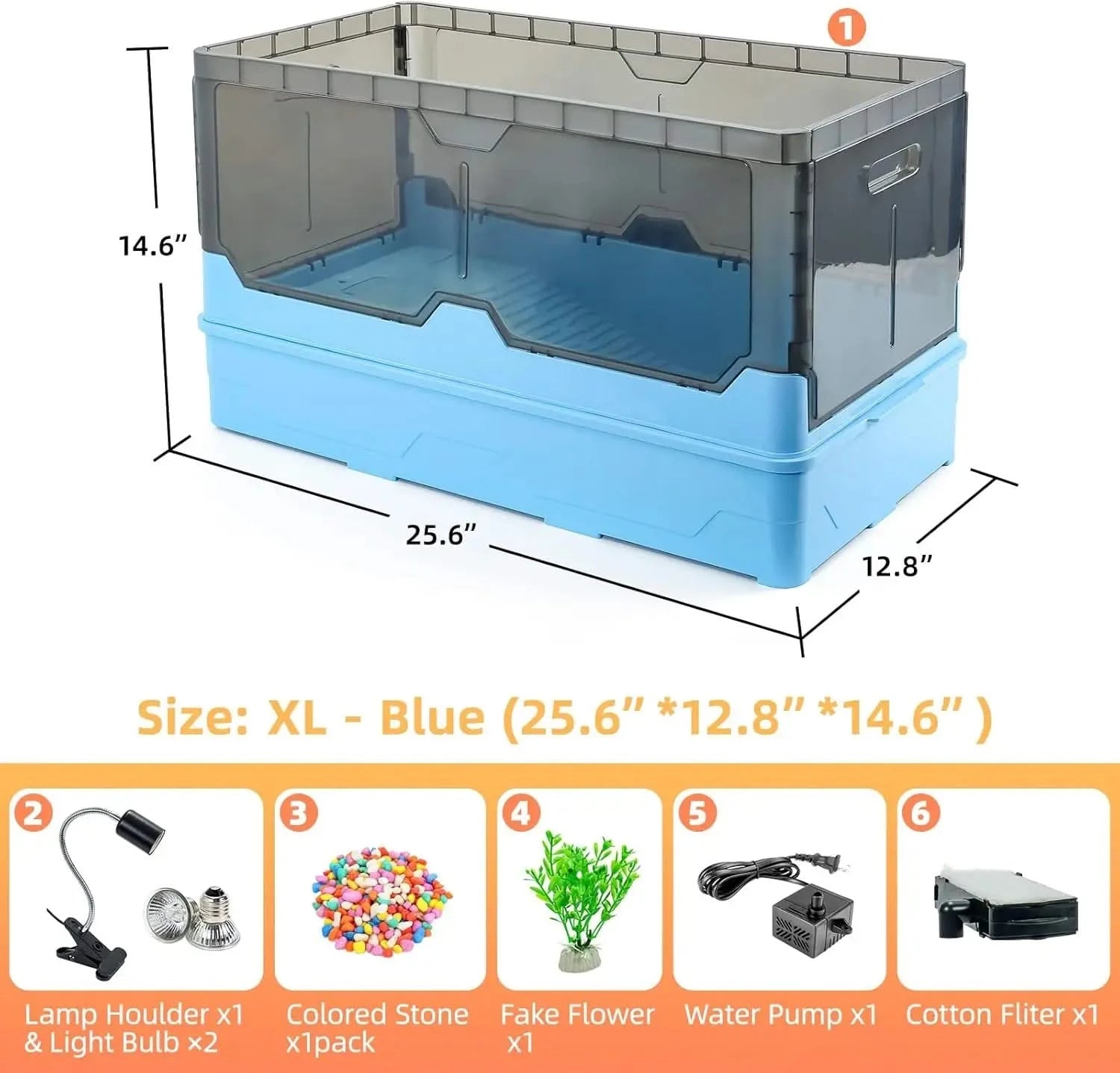 Delightful Turtle Habitat Kit: Fresh Filtration, Heat Lamp, Water Pump, Quick Changes
