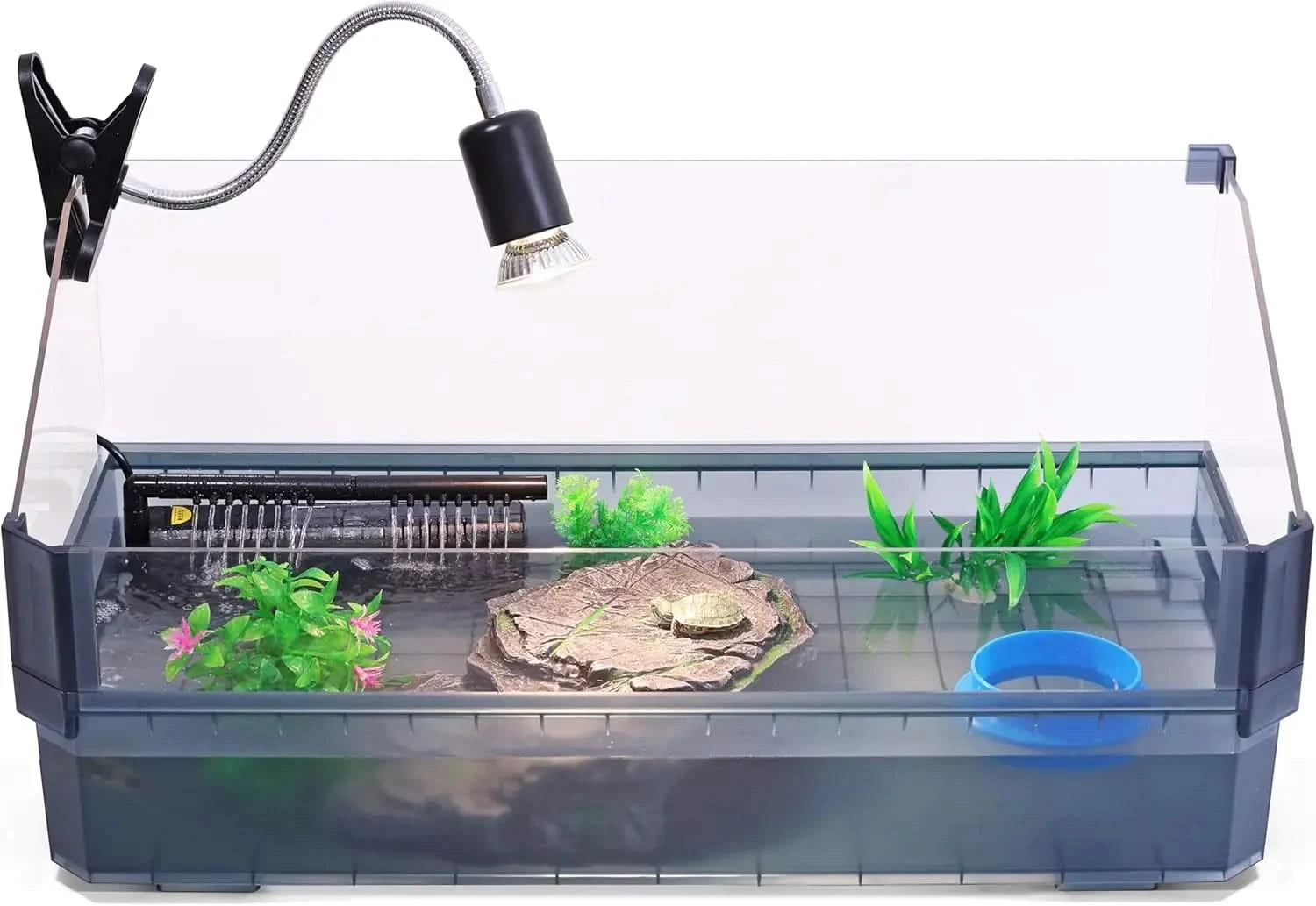 Premium Large Aquatic Turtle Starter Kit: Filter, UVB, Basking, Plants, Easy Clean