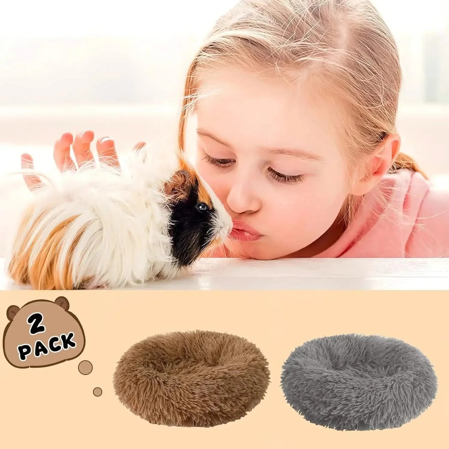 2-Pack Plush Warm Small Pet Beds for Guinea Pigs, Hamsters, Rabbits, Ferrets - 2cuddly