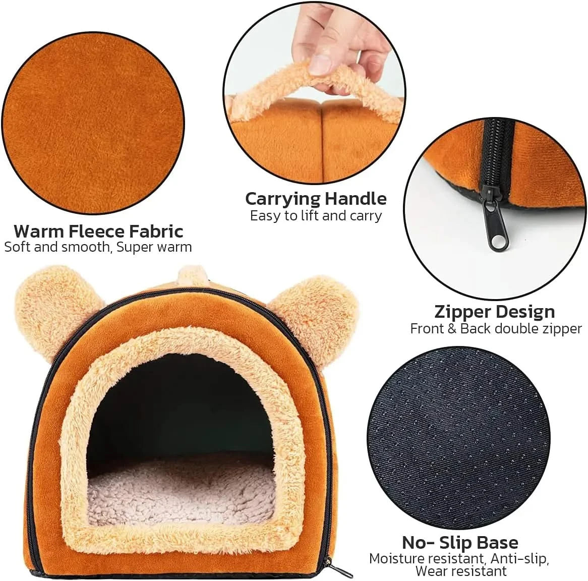Pet Soft Cozy Small Animal Hideout Cave Bed for Guinea Pigs, Rabbits, Hamsters
