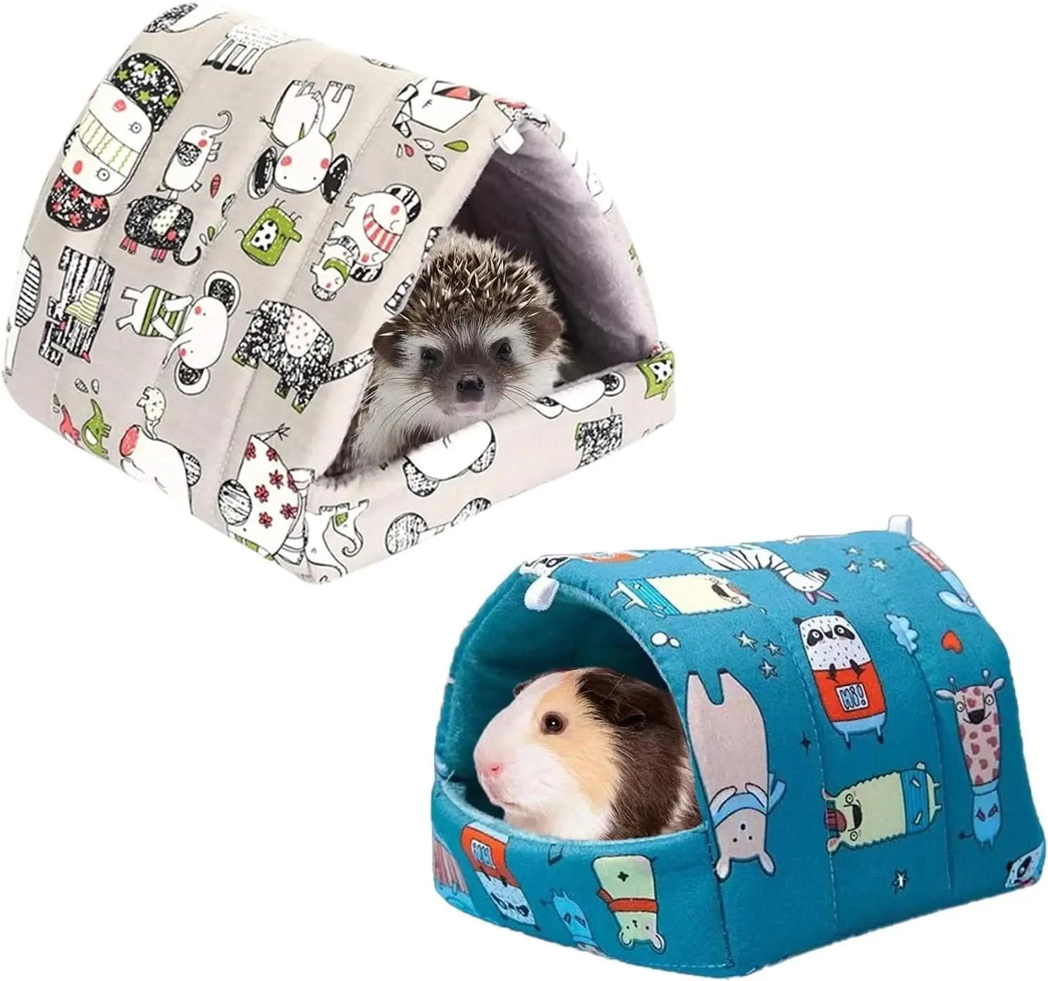 Cozy Washable Guinea Pig Hideout Bed - 2 Pack Small Animal Cage Accessories