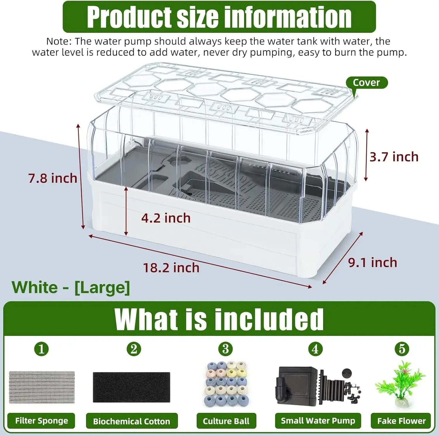 BINANO Spacious Turtle Tank Kit: Rain Shower Filter, Easy Drain