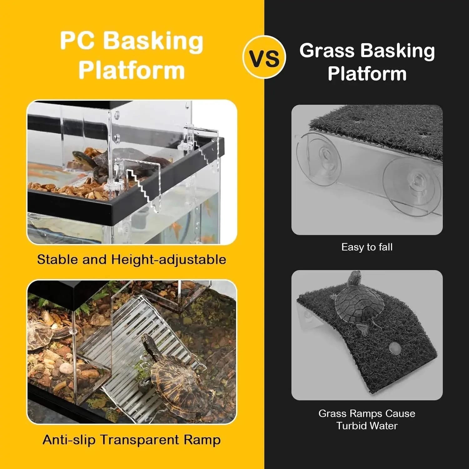 Clioran Elevated Turtle Basking Platform with Light for Small Red Eared Sliders