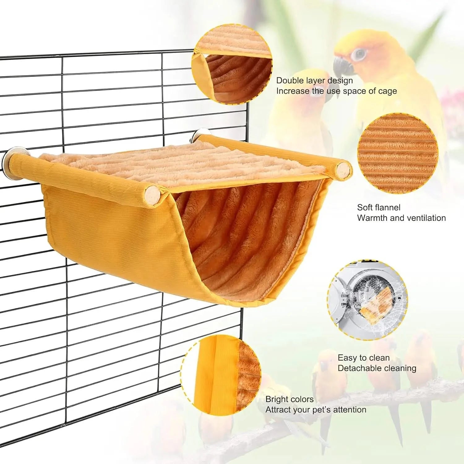 BWOGUE Cozy Warm Double-Layer Snuggle Hut Hanging Hammock for Small Birds & Pets
