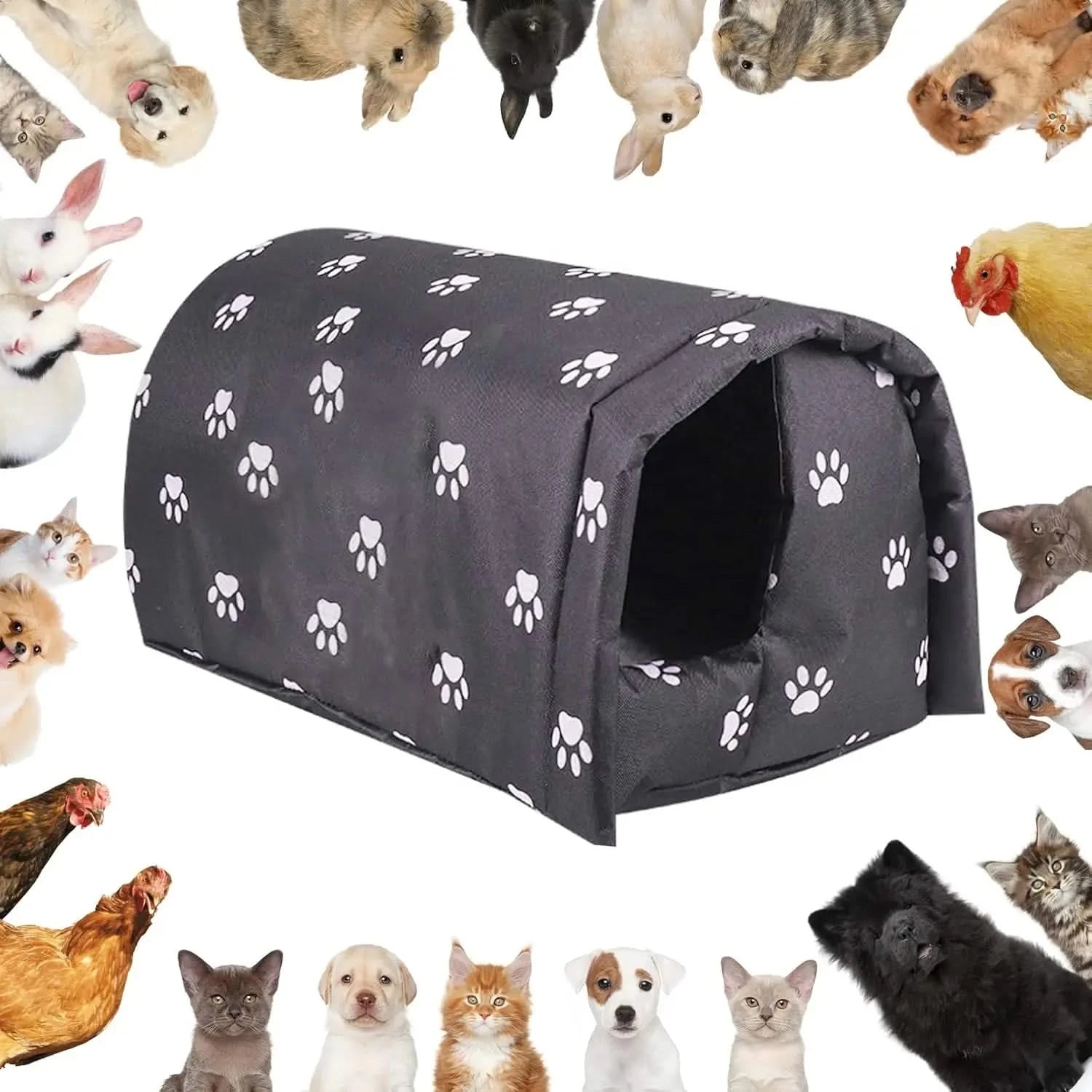 Fhiny Waterproof Outdoor Pet Shelter: Foldable Warm Cave for Stray Cats