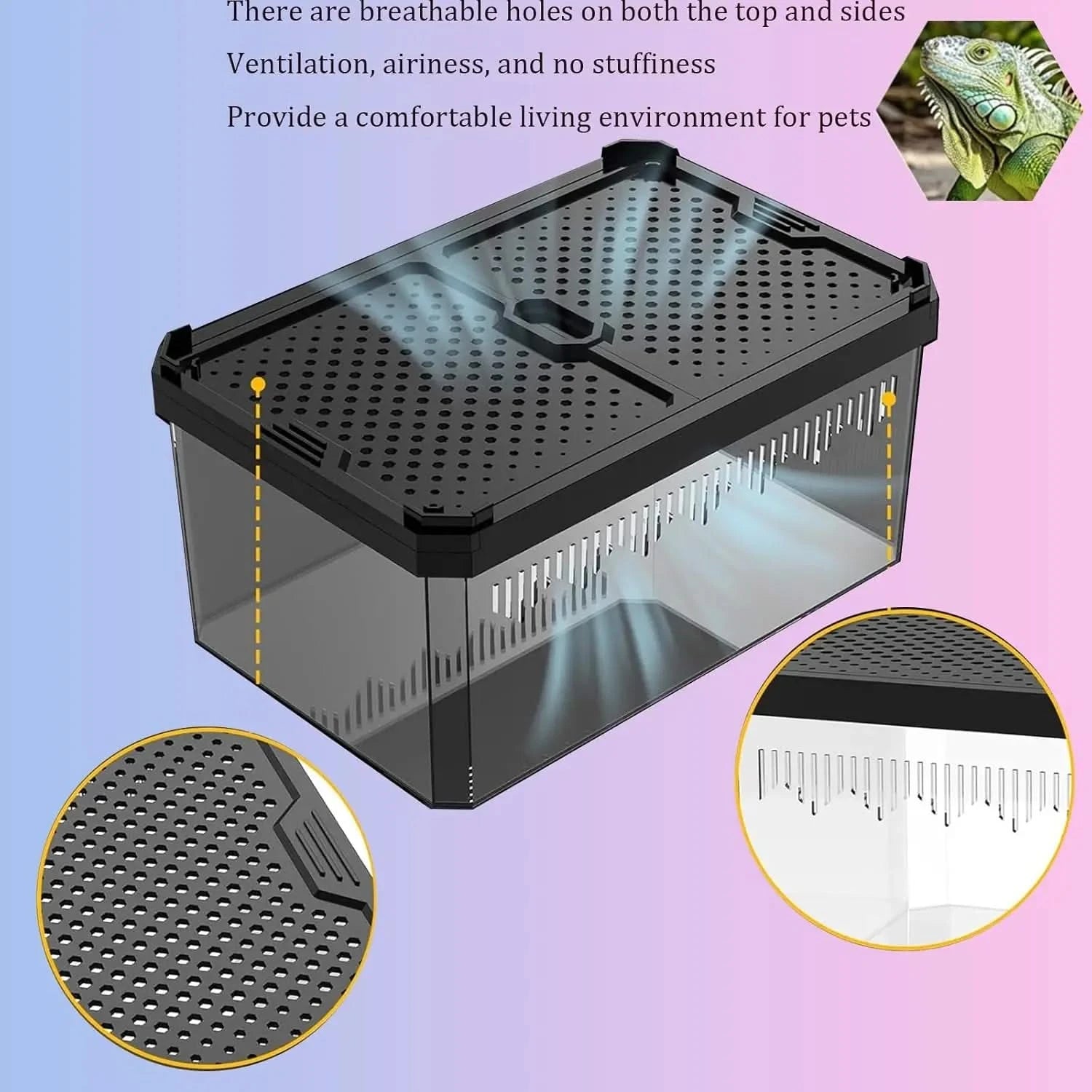 Crystal Clear Magnetic Reptile Terrarium for Spiders, Lizards, Tarantulas Habitat