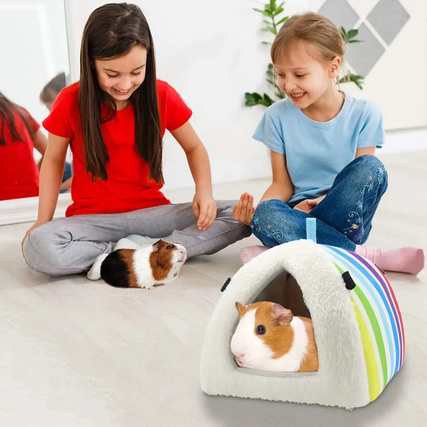 Wontee Large Rainbow Cozy Cave Small Pet Bed for Guinea Pigs, Hamsters & Hedgehogs