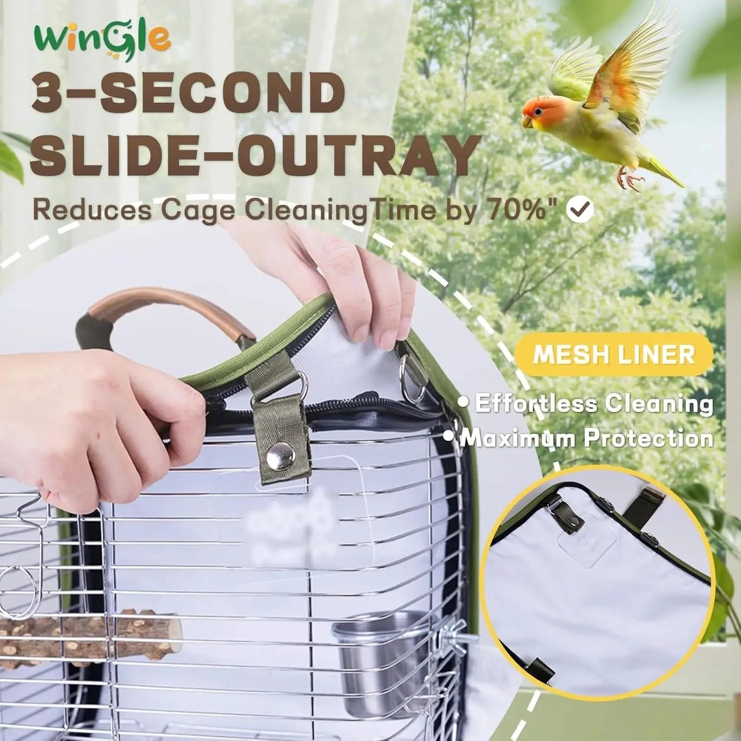 Wingle 4-in-1 Compact Bird Carrier Backpack Travel Cage for Small Parrots