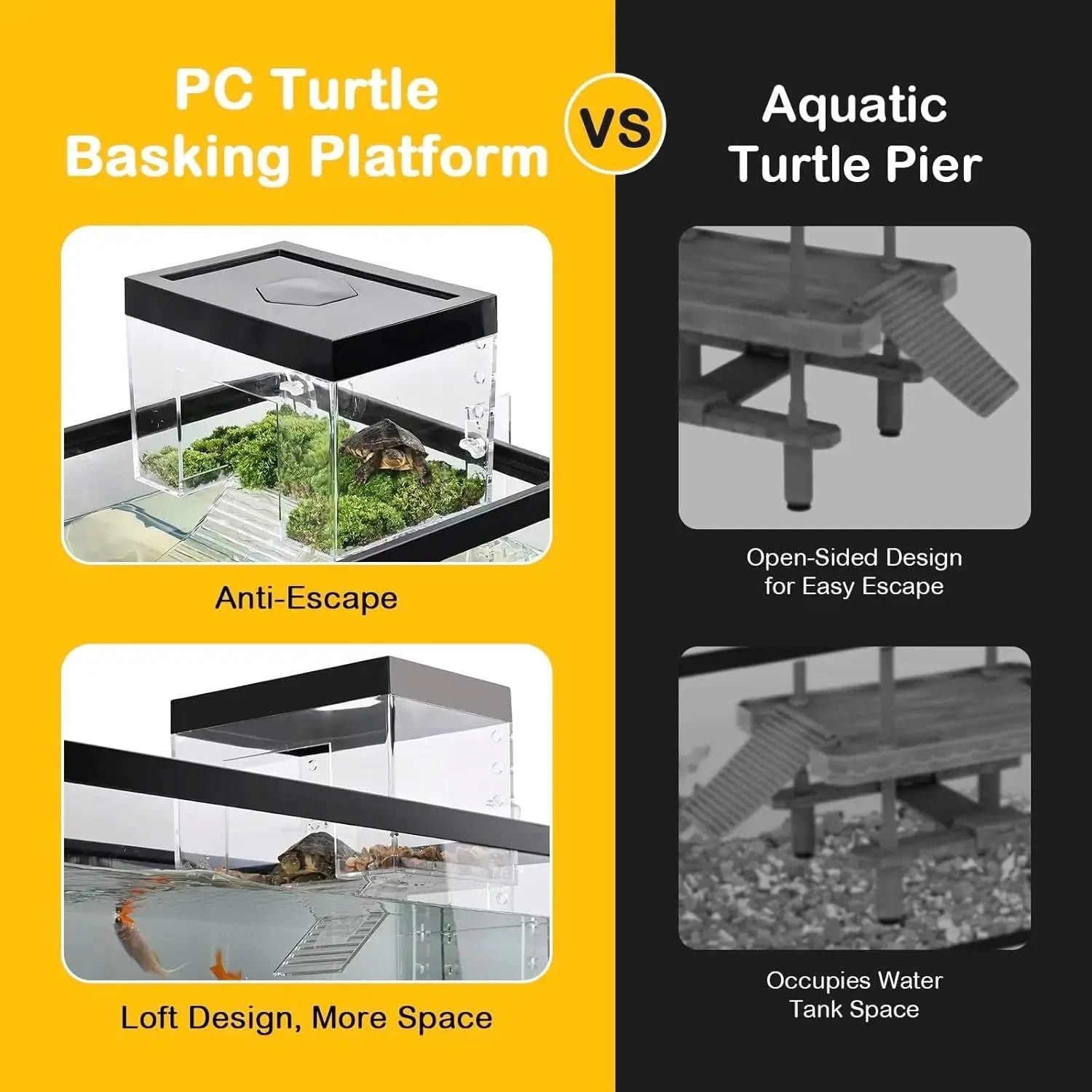 Clioran Durable Hanging Turtle Basking Platform: Elevated Habitat Topper for Small Aquatic Reptiles