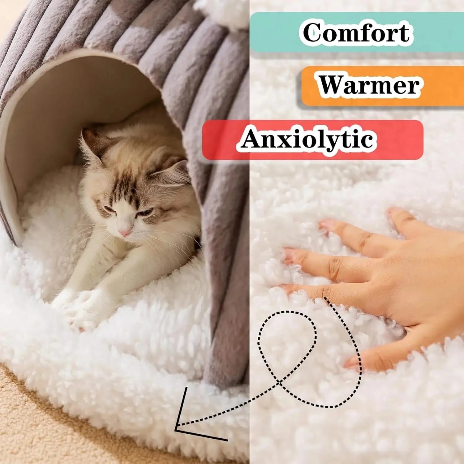 Pumpkin Cat Cave Bed: Cozy Indoor Hideaway, Soft Memory Foam, Washable Non-Slip