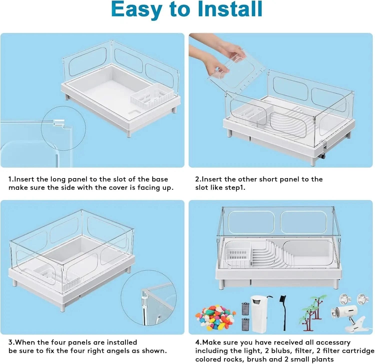 Geegoods Premium Small Turtle Tank Kit with LED Light, Filter & Accessories