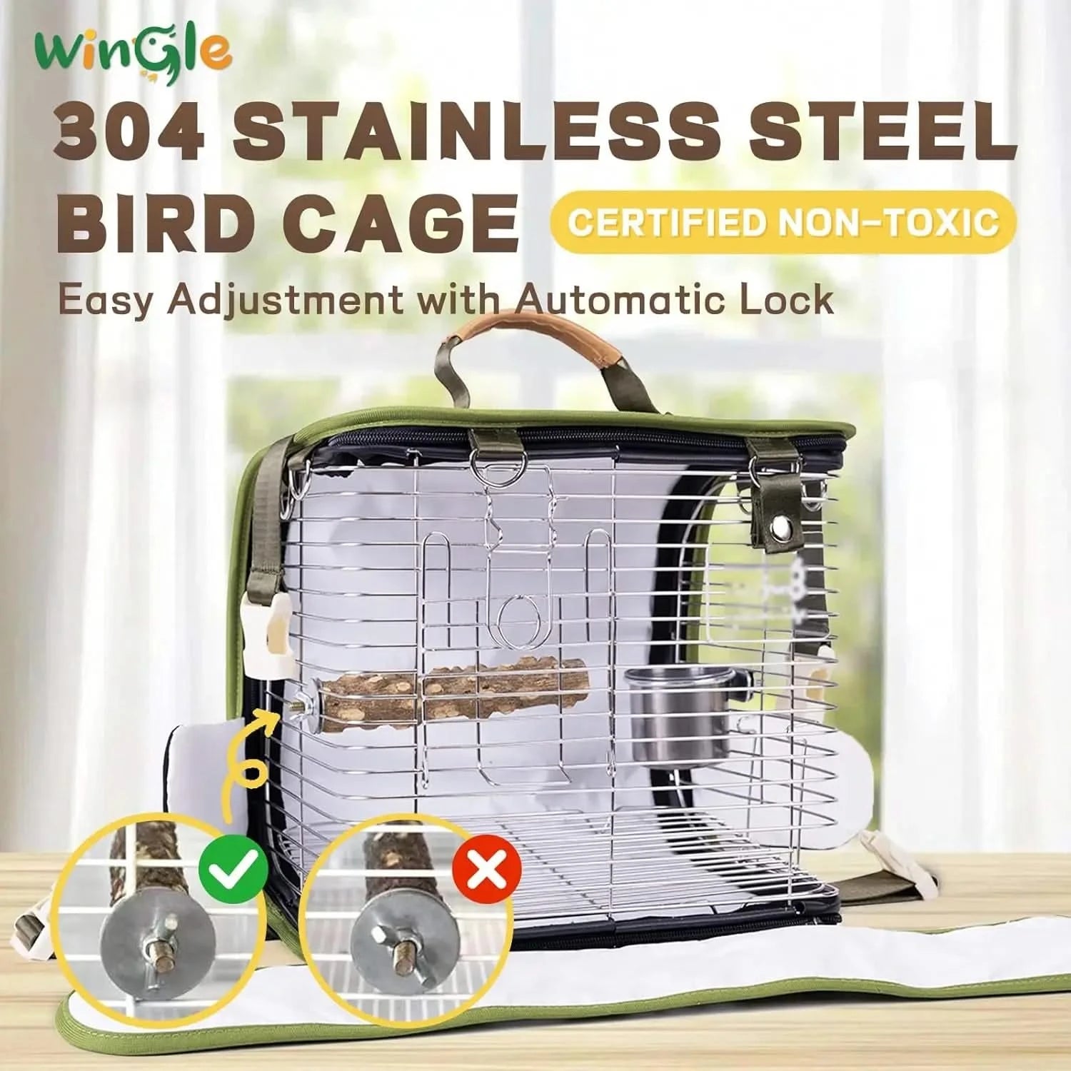 Wingle 4-in-1 Compact Bird Carrier Backpack Travel Cage for Small Parrots