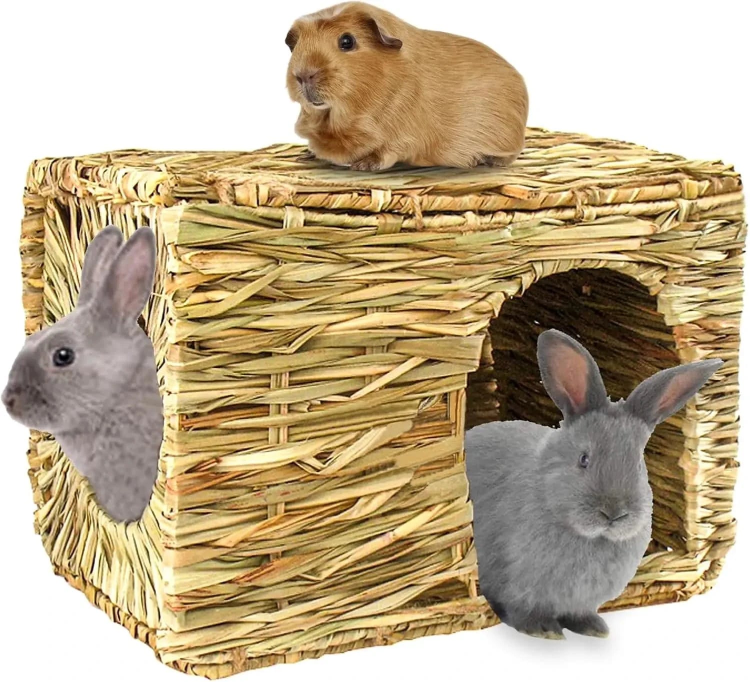 HERCOCCI Extra Large Foldable Grass House: Rabbit, Guinea Pig Chew Hideaway