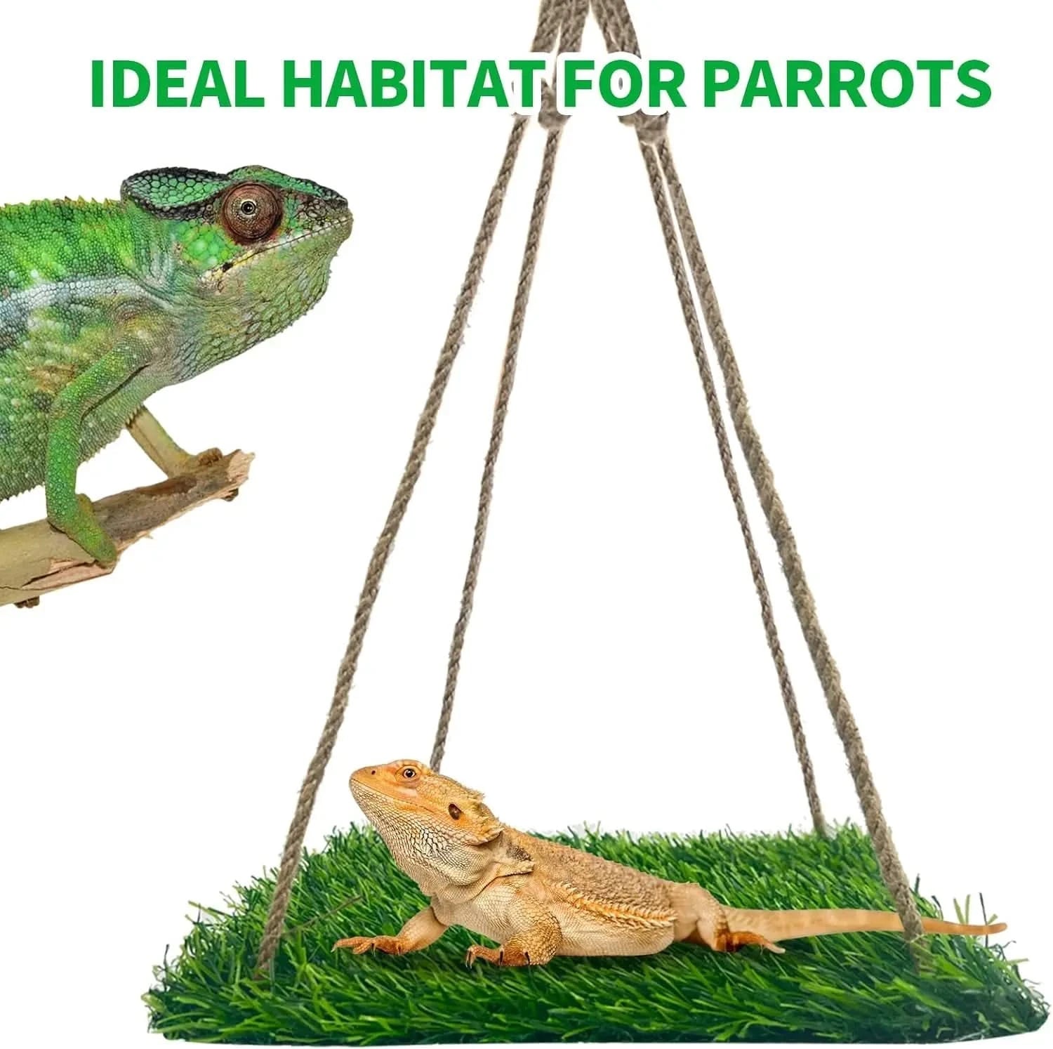 FlidRunest Large Green Soft Hammock for Bearded Dragons, Lizards & Reptiles