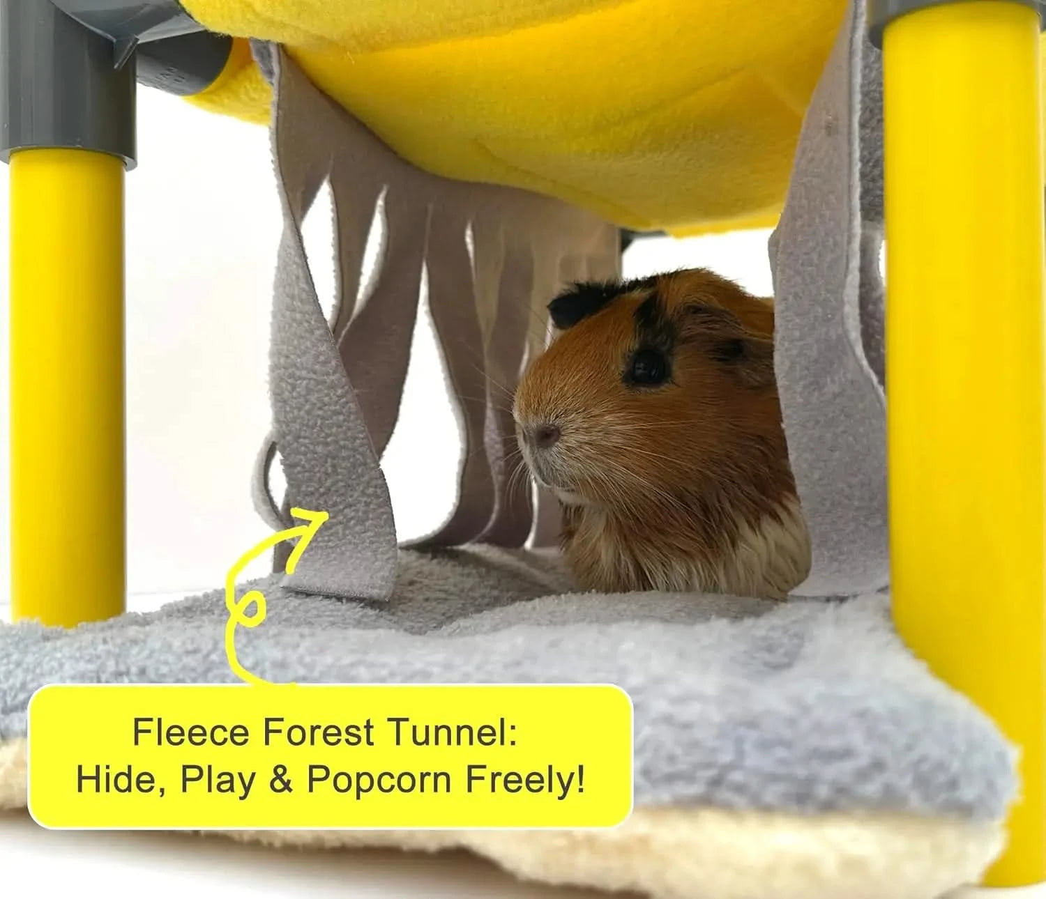 DOZZOPET Large Two-Level Guinea Pig Bunk Bed with Plush Fleece Hideout Mat