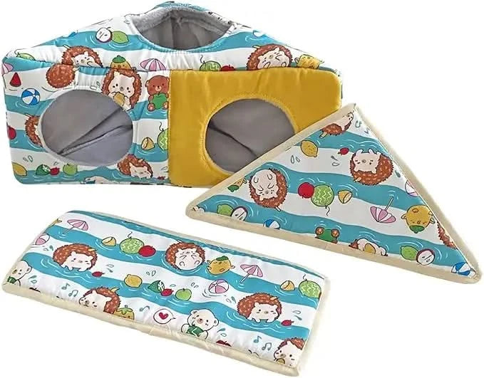 Cozy Fleece Corner Hideout Cave for Small Pets: Hedgehog, Hamster, Ferret, Glider