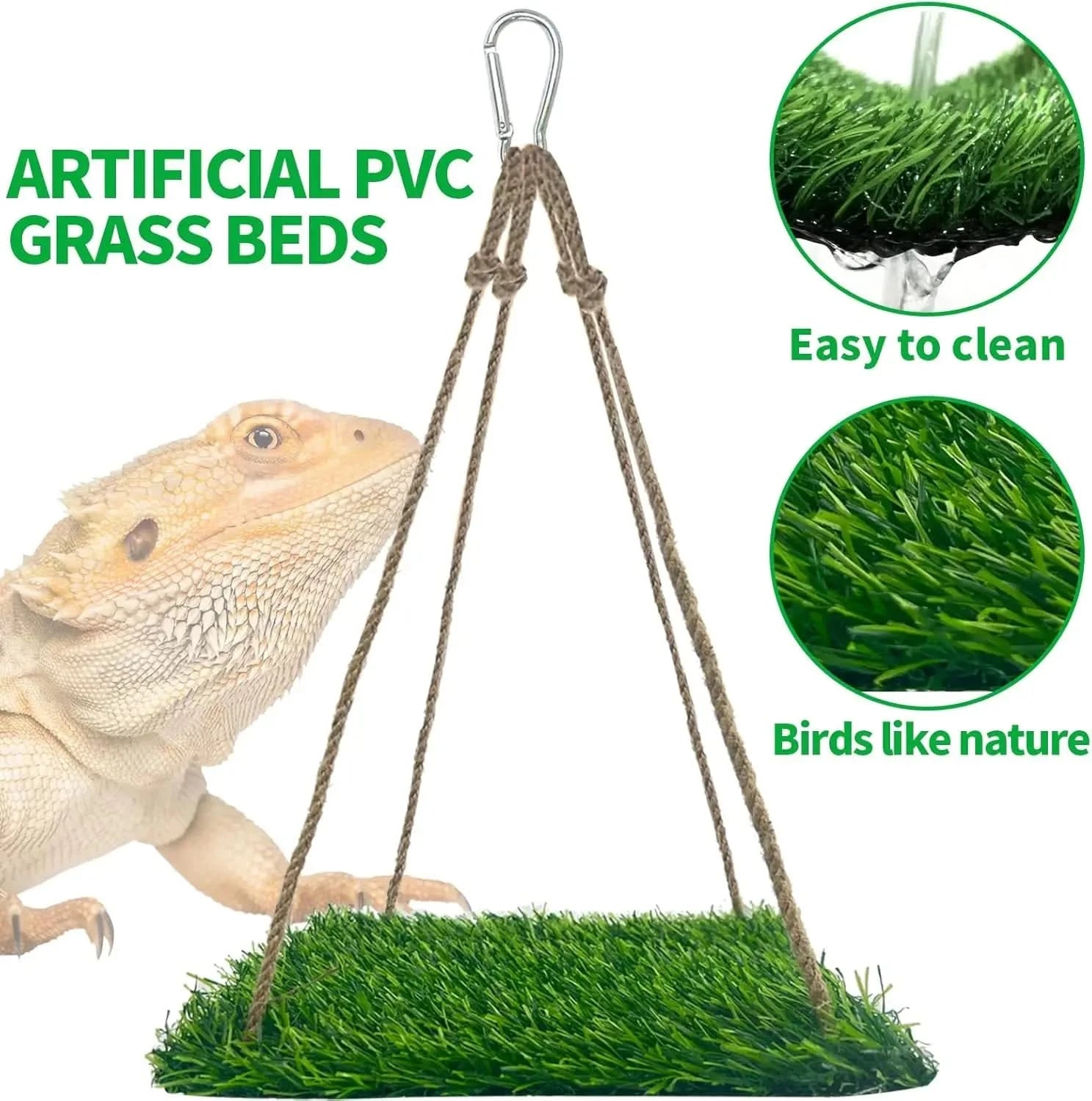 FlidRunest Large Green Soft Hammock for Bearded Dragons, Lizards & Reptiles