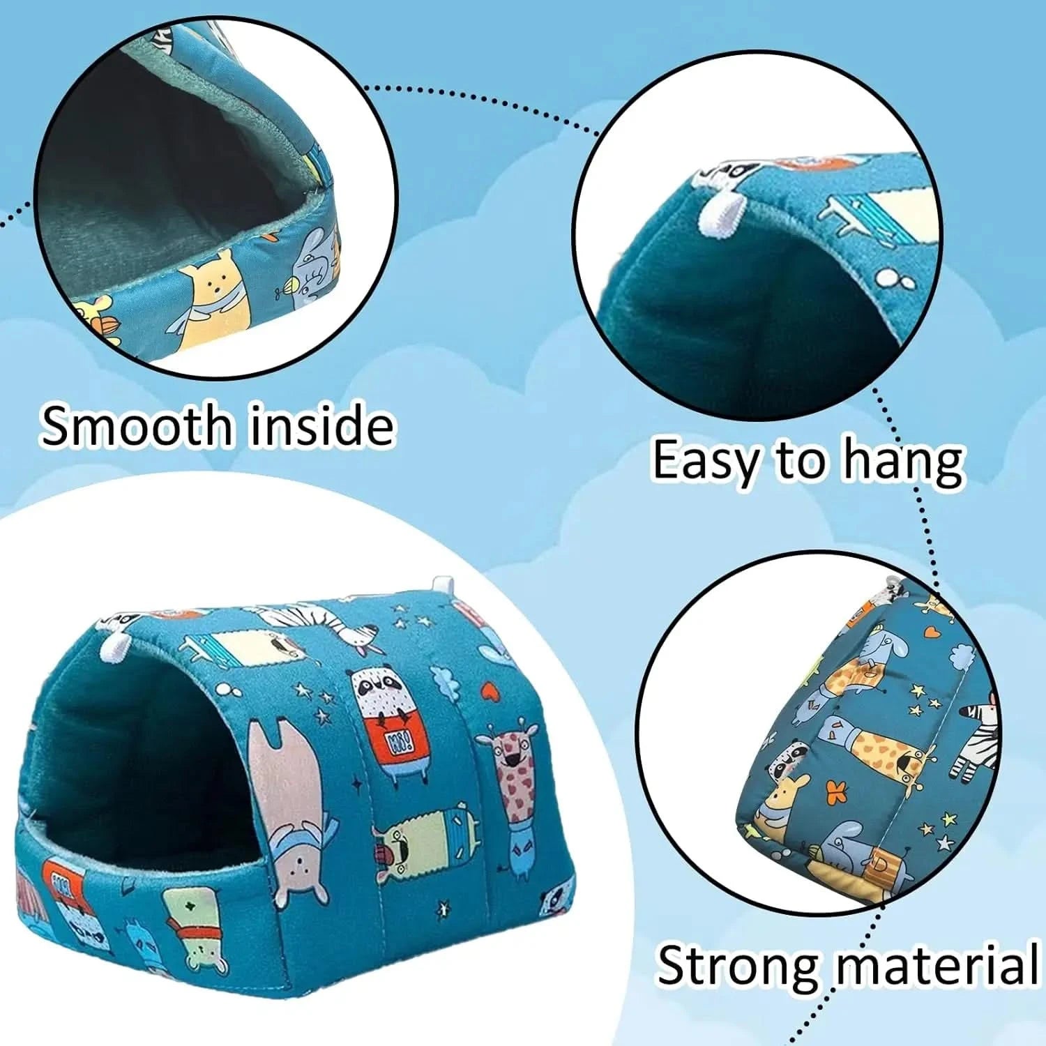 Cozy Washable Guinea Pig Hideout Bed - 2 Pack Small Animal Cage Accessories