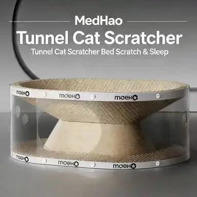 Double-Layer Cat Scratcher: Rest & Scratch, Transparent Design, Durable Surface (Beige)