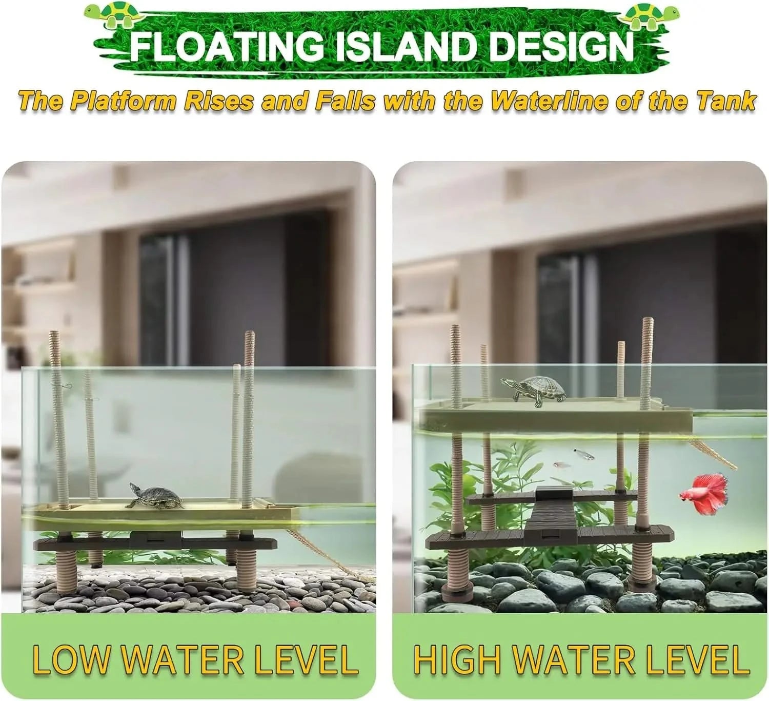 Keedolla Small Floating Turtle Basking Pier with Ramp for Aquarium