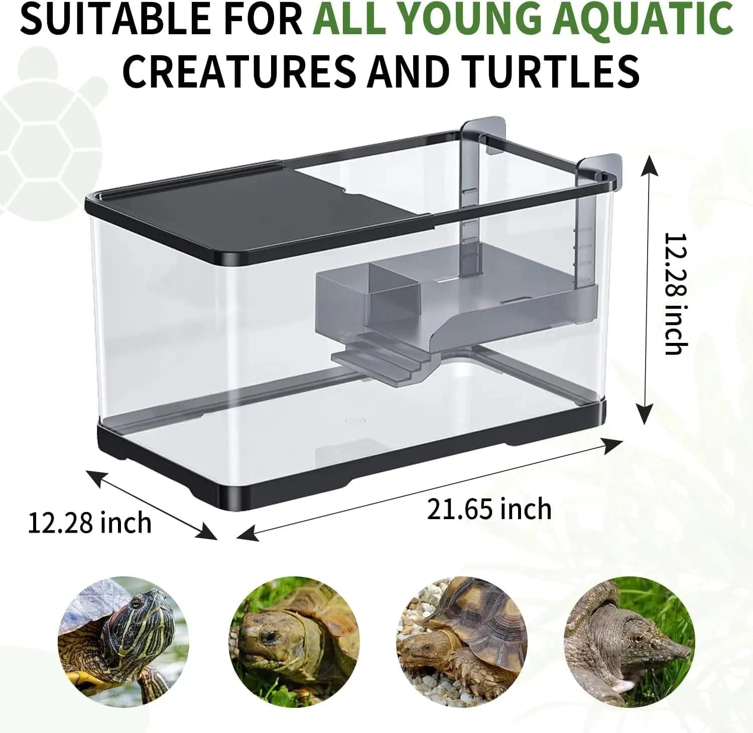Superior Acrylic Turtle Tank Starter Kit: Light, Filter, Drainage, Multi-Function Reptile Habitat