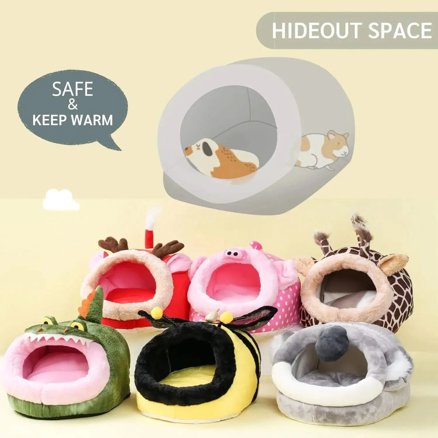 Cozy Small Pet Hideout Bed: Super Soft Warm House for Hamsters, Guinea Pigs