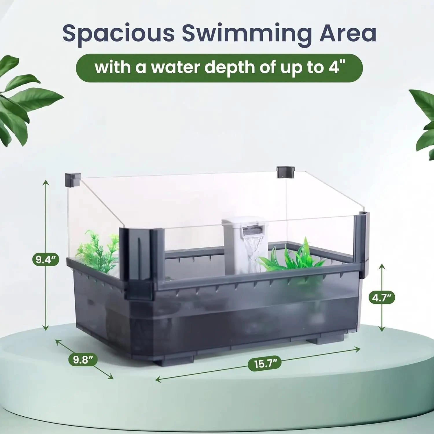Complete Small Aquatic Turtle Habitat Kit: Filter, UVB Lamp, Basking Platform, Plants