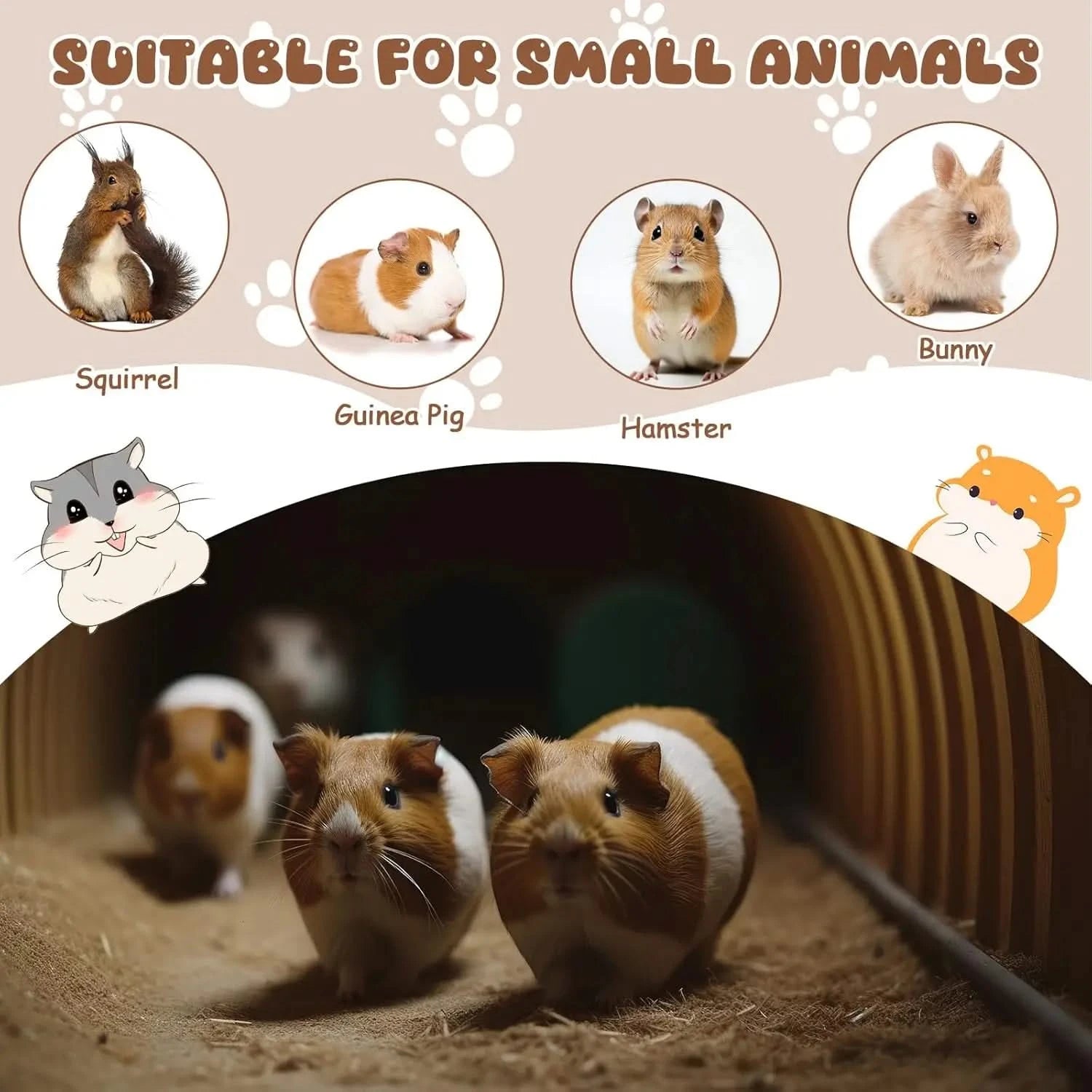 2-Pack Washable Guinea Pig Hideout & Tunnel Bed – Cozy Play Toy for Small Animals