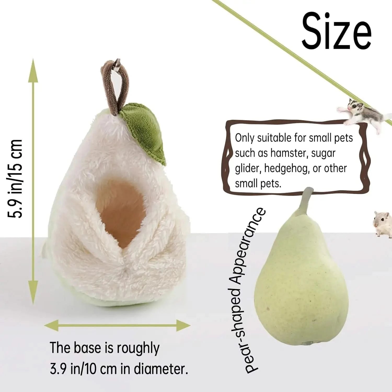 Cozy Pear-Shaped Plush Hamster Bed Hideout for Small Pet Habitat Accessories