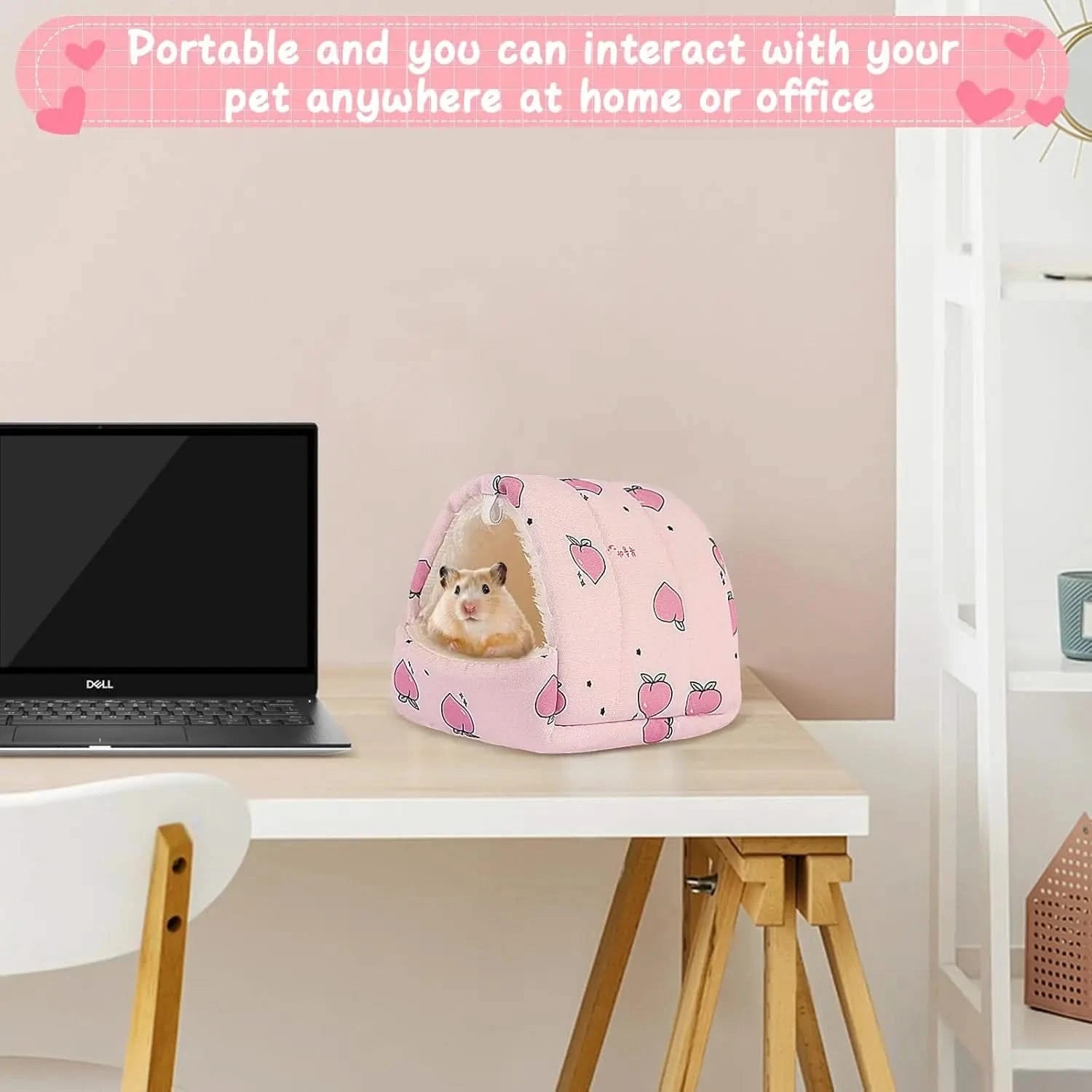 Soft Pink Plush Hamster Hideout Bed - Cozy Nest for Dwarf Rodents