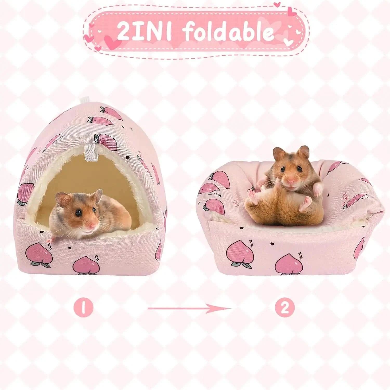 Soft Pink Plush Hamster Hideout Bed - Cozy Nest for Dwarf Rodents