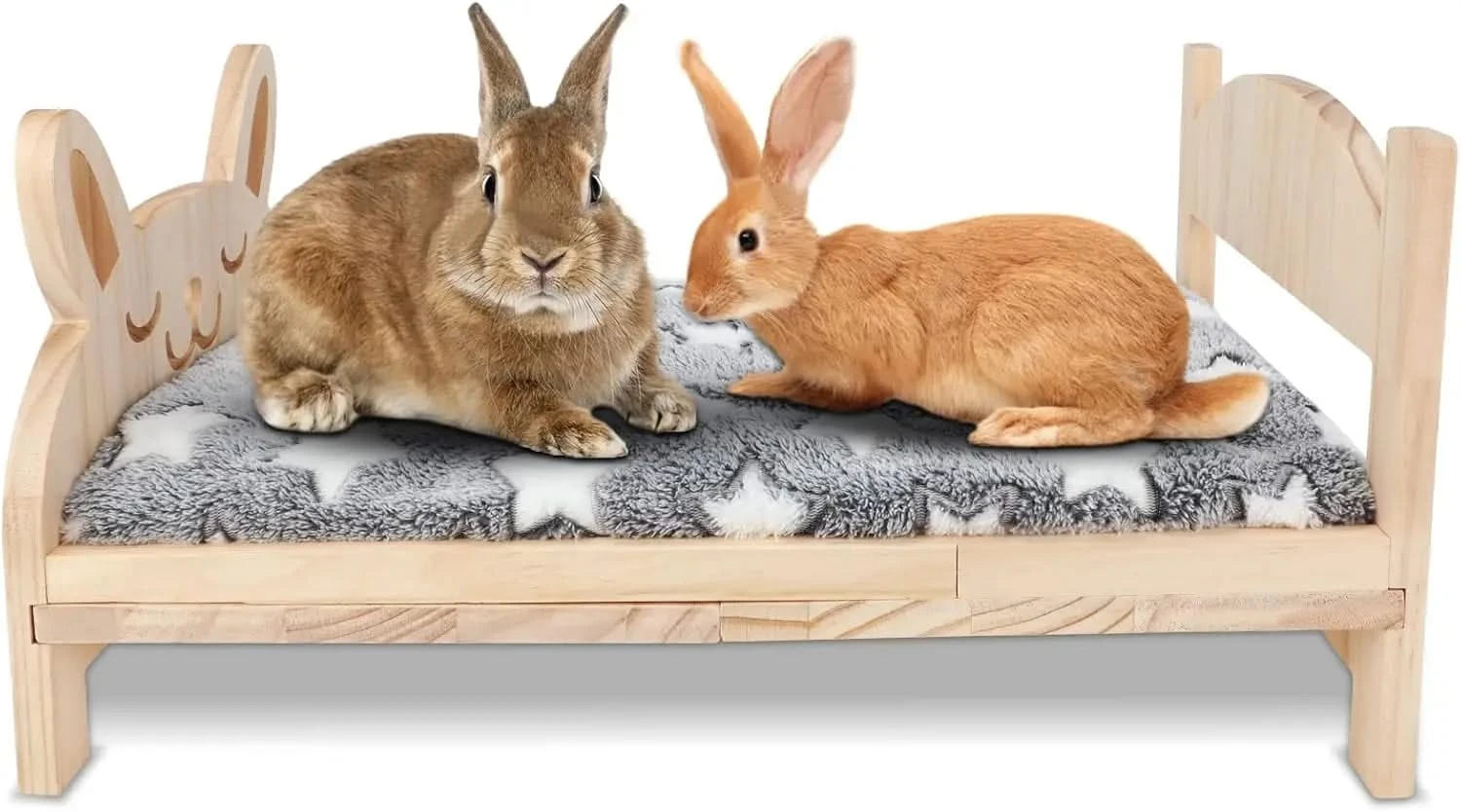 BWOGUE Large Wooden 2-in-1 Folding Rabbit Bed with Removable Comfort Cushion