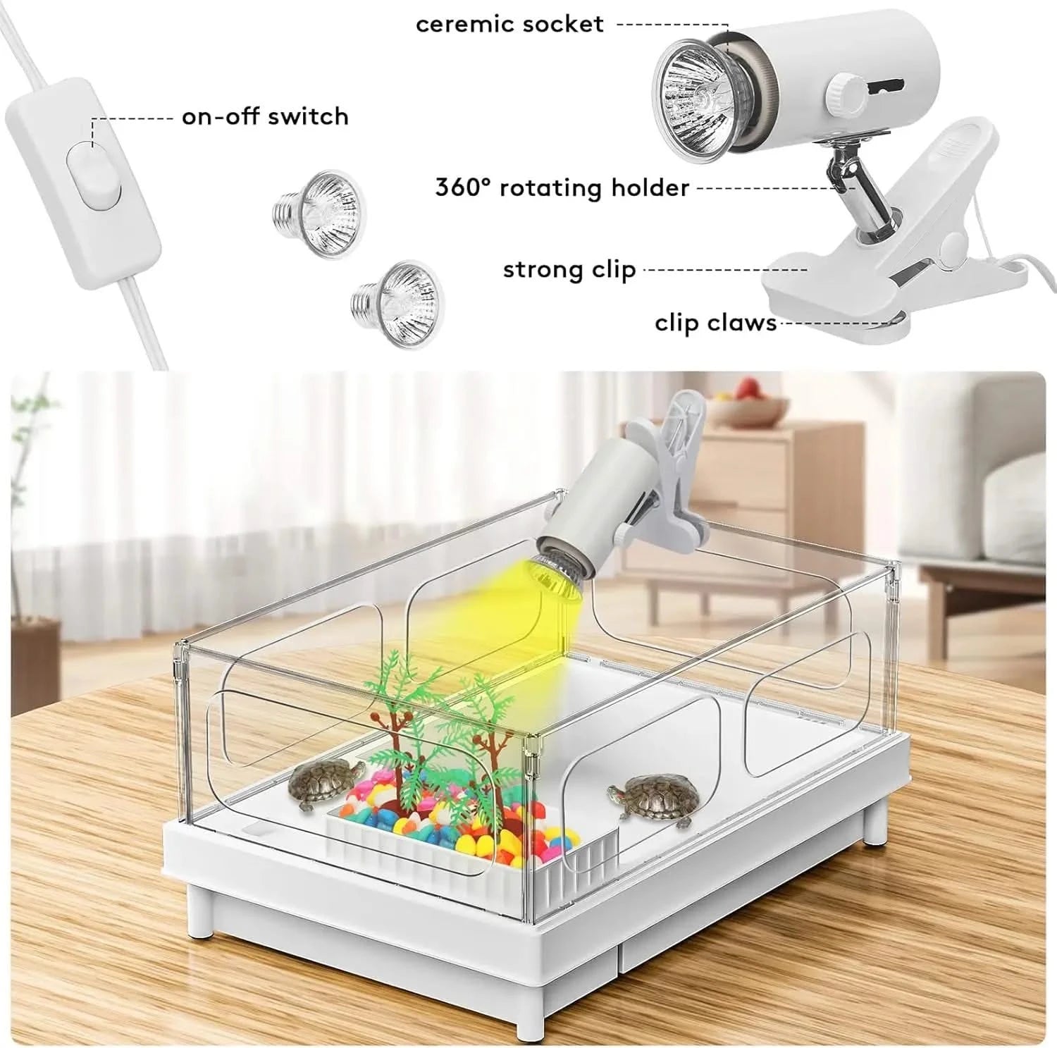 Geegoods Premium Small Turtle Tank Kit with LED Light, Filter & Accessories