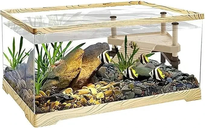 Premium Shatter-Resistant Turtle Tank with Basking Platform & Easy Drainage System