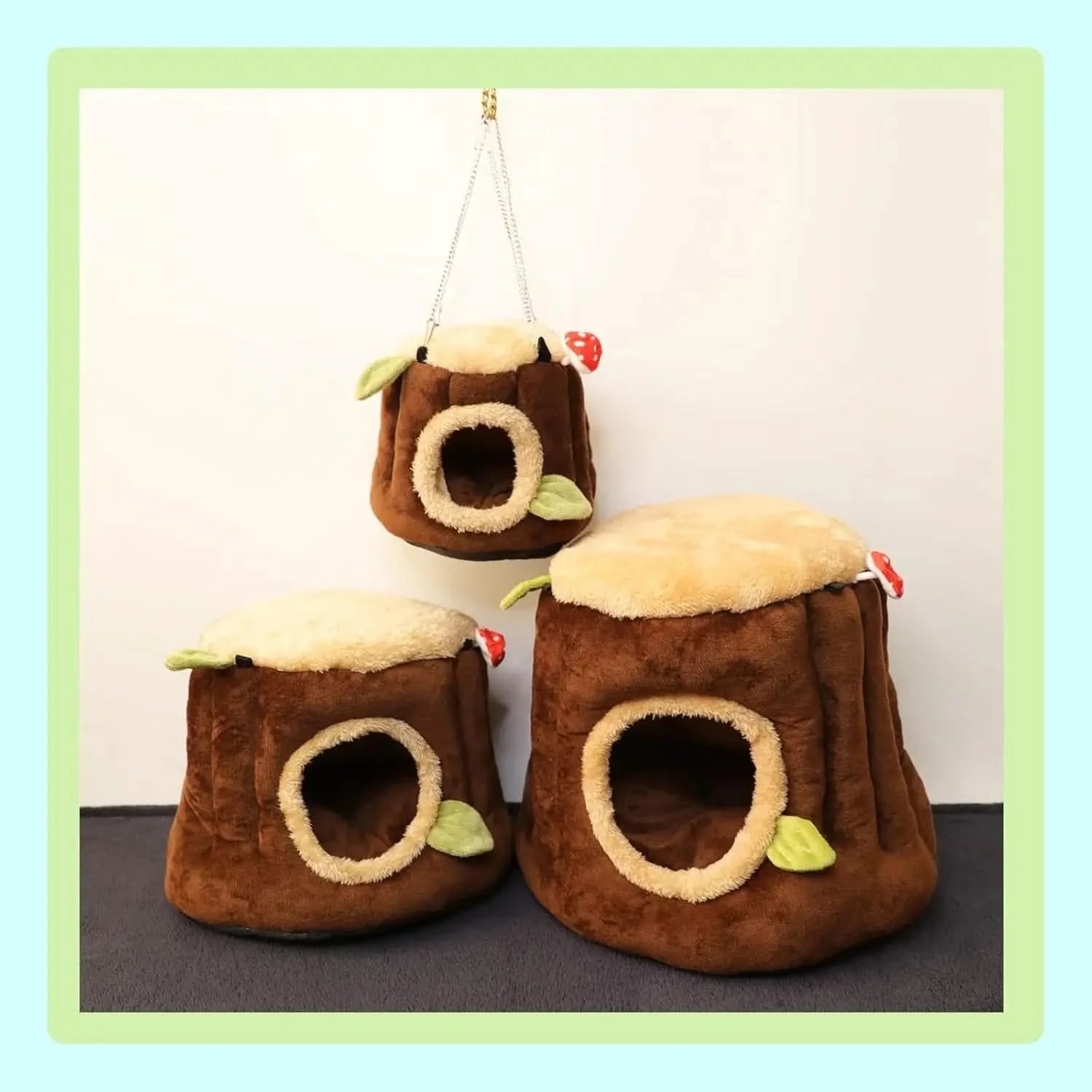 Plush Stump Style Small Animal Hideout Bed – Soft, Washable, Secure Haven