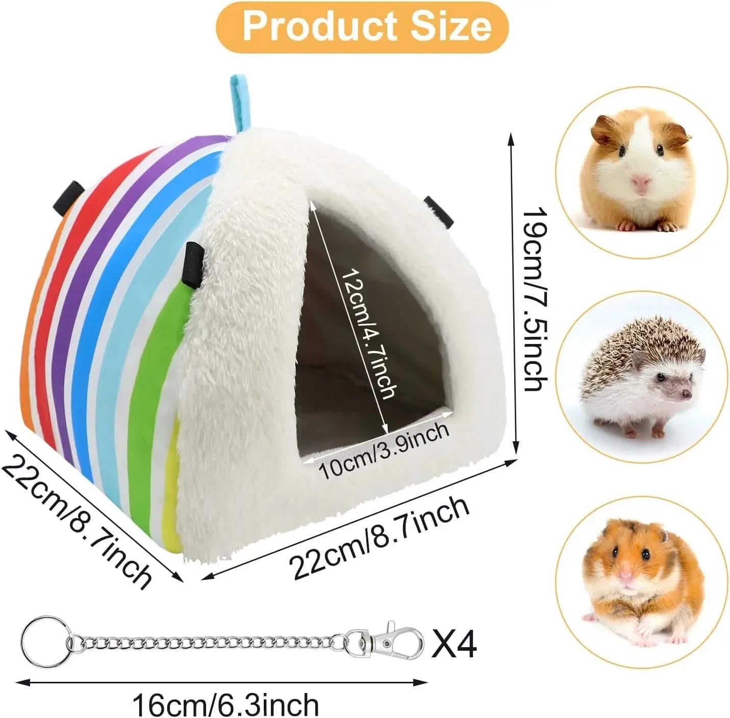 Wontee Large Rainbow Cozy Cave Small Pet Bed for Guinea Pigs, Hamsters & Hedgehogs