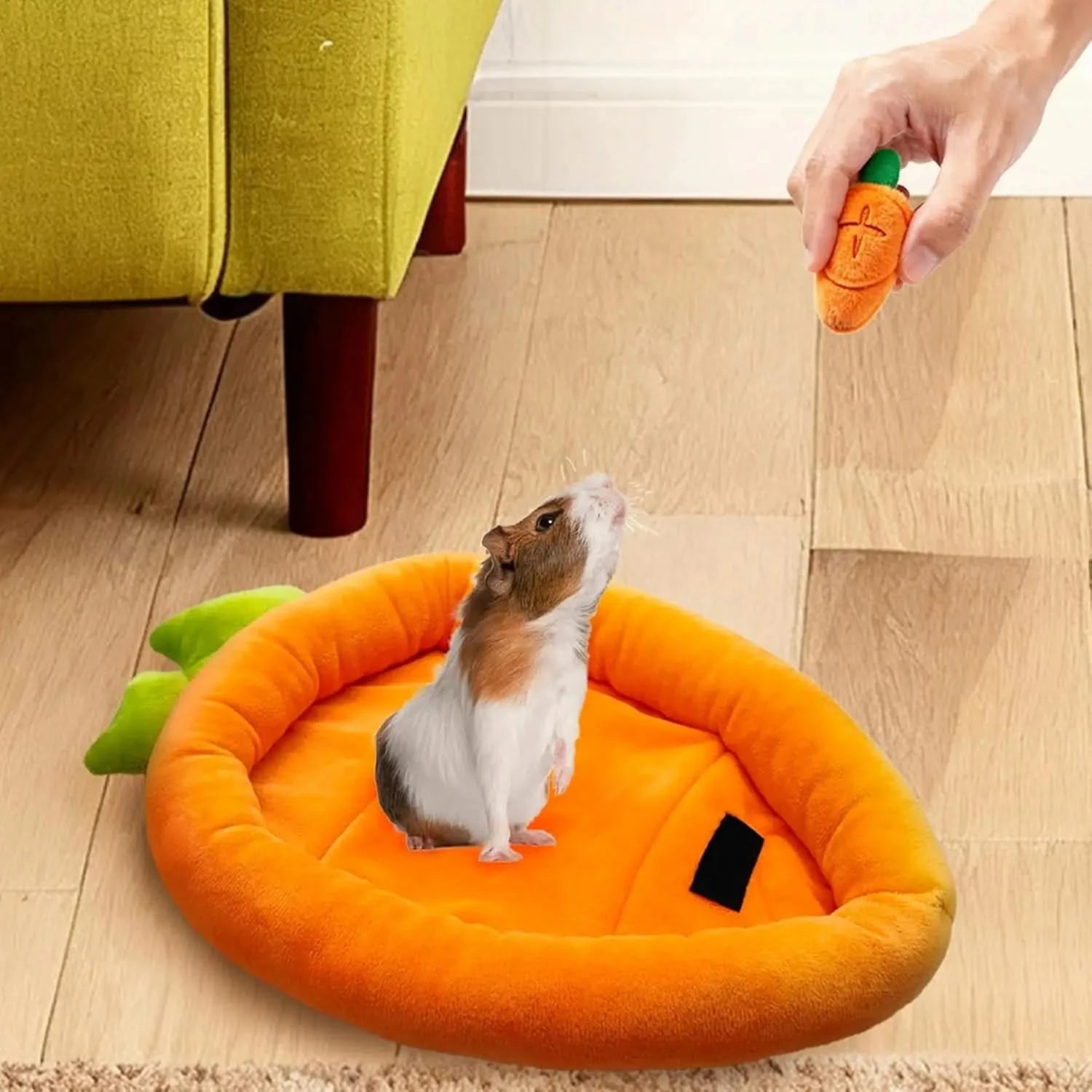 Plush Carrot Shape Small Animal Bed for Rabbits, Guinea Pigs, Chinchillas