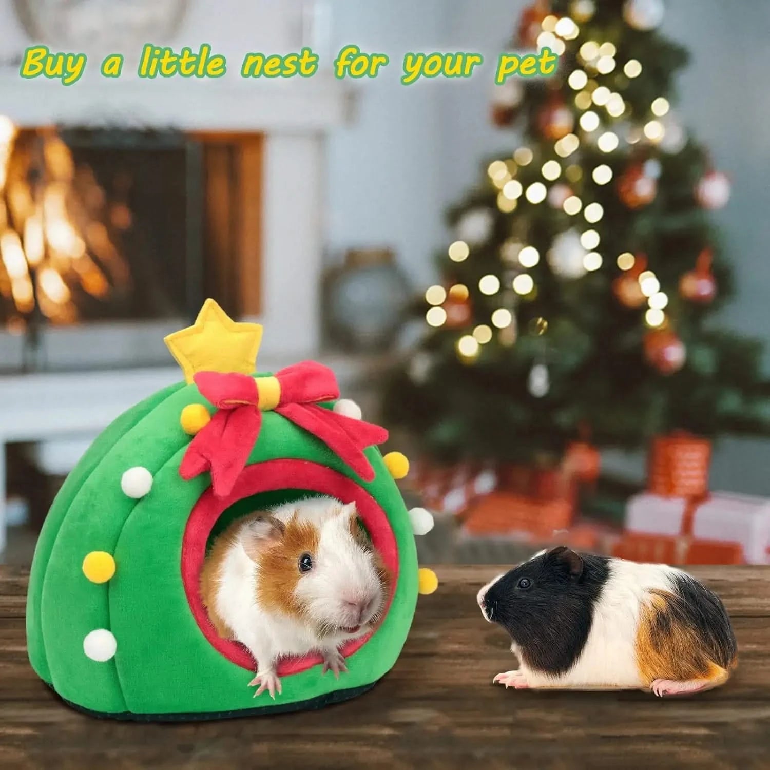 YUEPET Cozy Green Washable Small Animal Hideout Bed: Guinea Pig, Hamster, Hedgehog.
