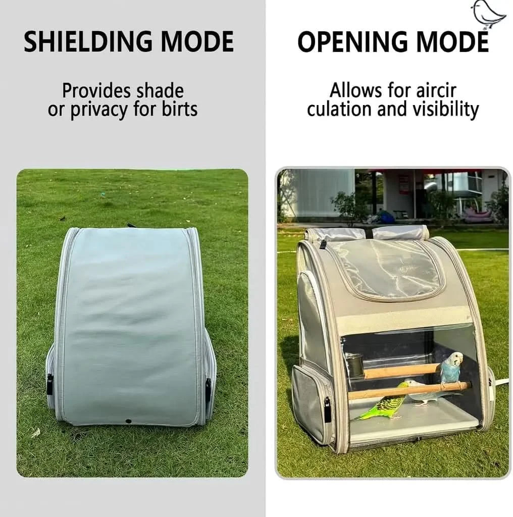 Portable Bird Carrier Backpack: Travel Cage for Small Parrots, Cockatiels, Finches