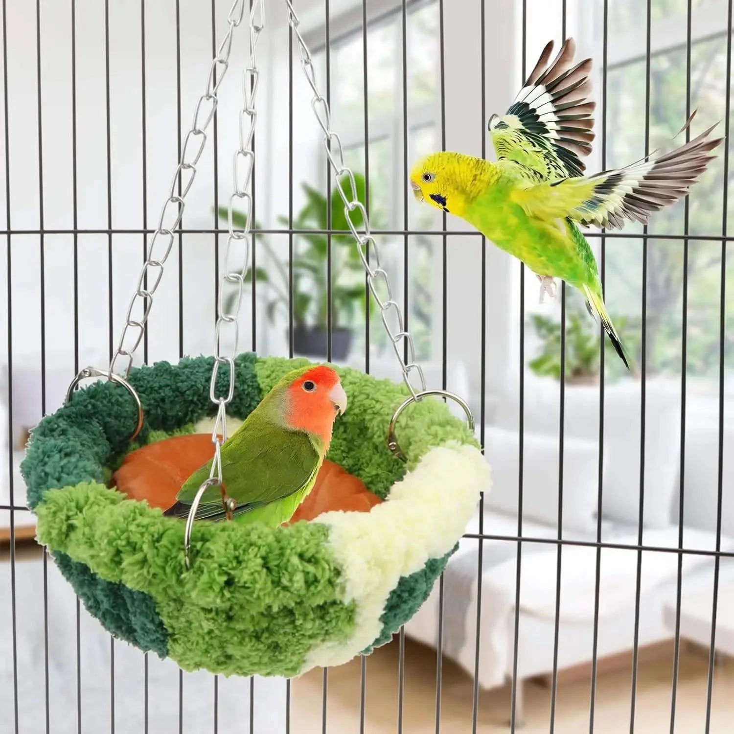 Wontee Soft Flannel Bird Nest Bed: Hanging Hammock for Small Parrots