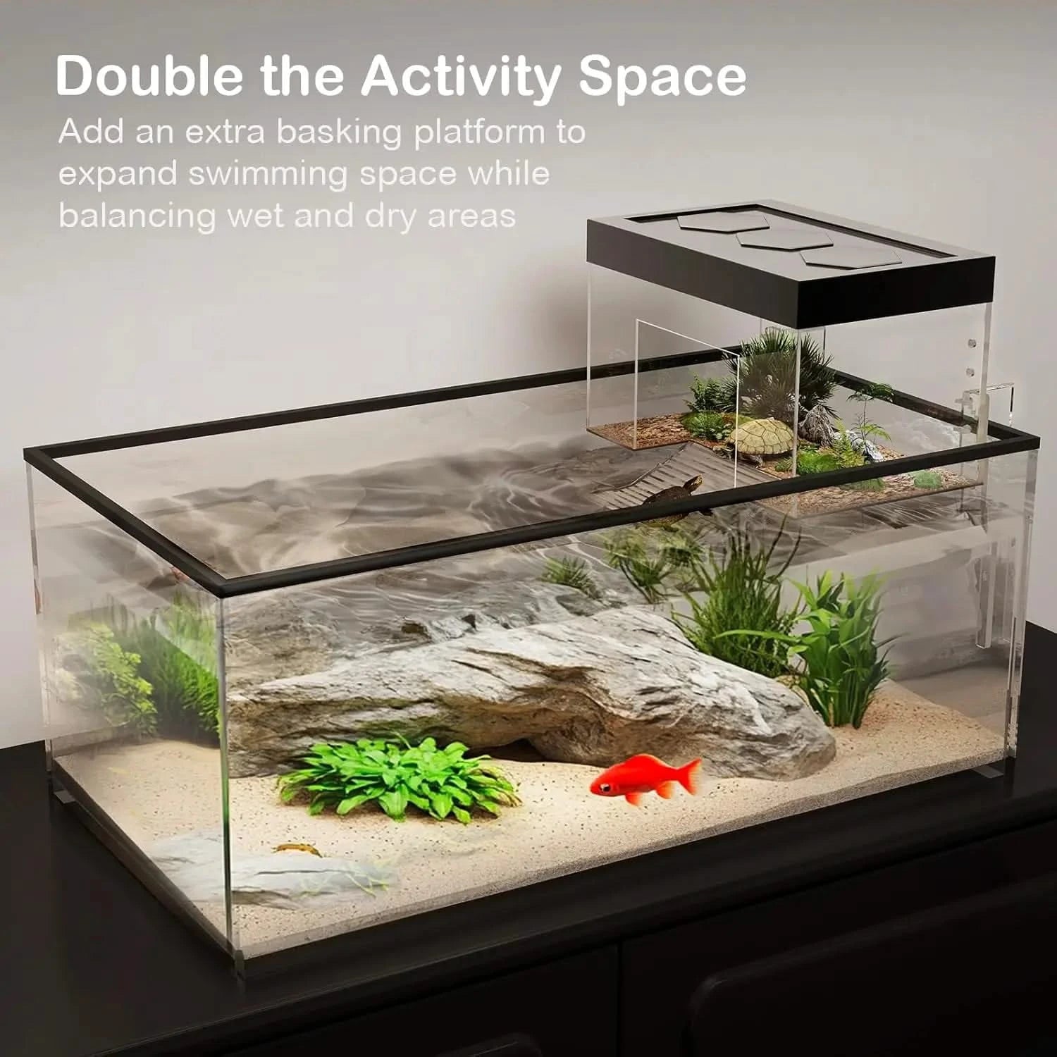 Clioran Durable Hanging Turtle Basking Platform: Elevated Habitat Topper for Small Aquatic Reptiles