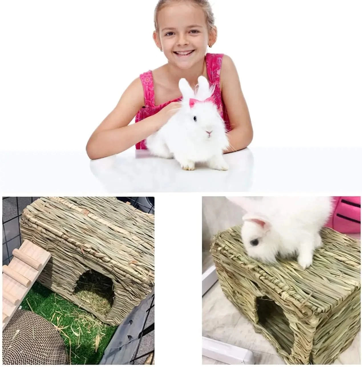 HERCOCCI Extra Large Foldable Grass House: Rabbit, Guinea Pig Chew Hideaway