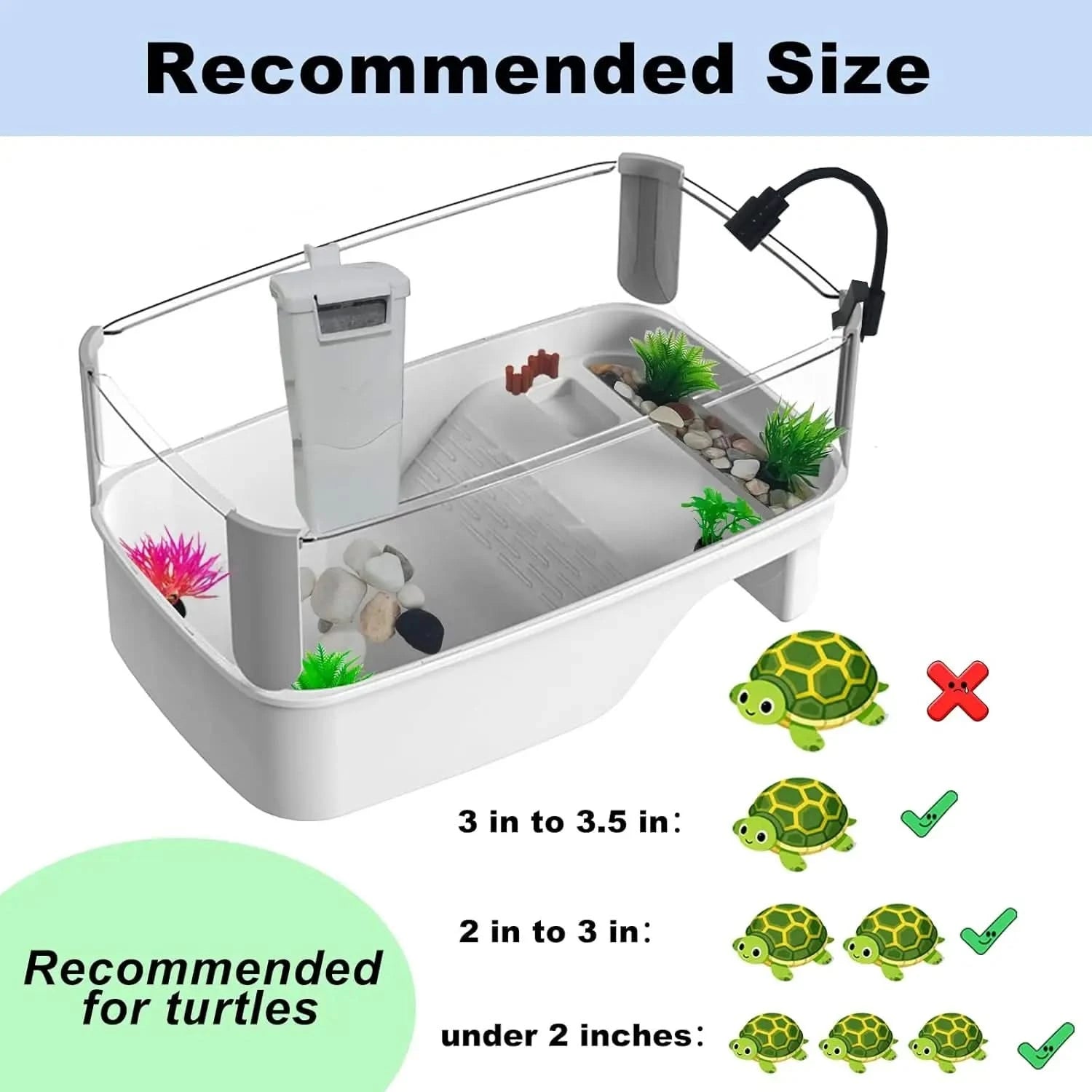 TOTZLIAN All-in-One Small Turtle Habitat Kit with Basking Platform & Filter