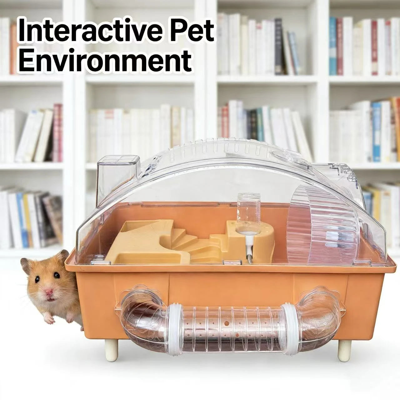 Habitat & Play Hamster Cage for Hamsters - Tube/Roller/Water Bottle Transparent Ventilated Multi-Color Plastic