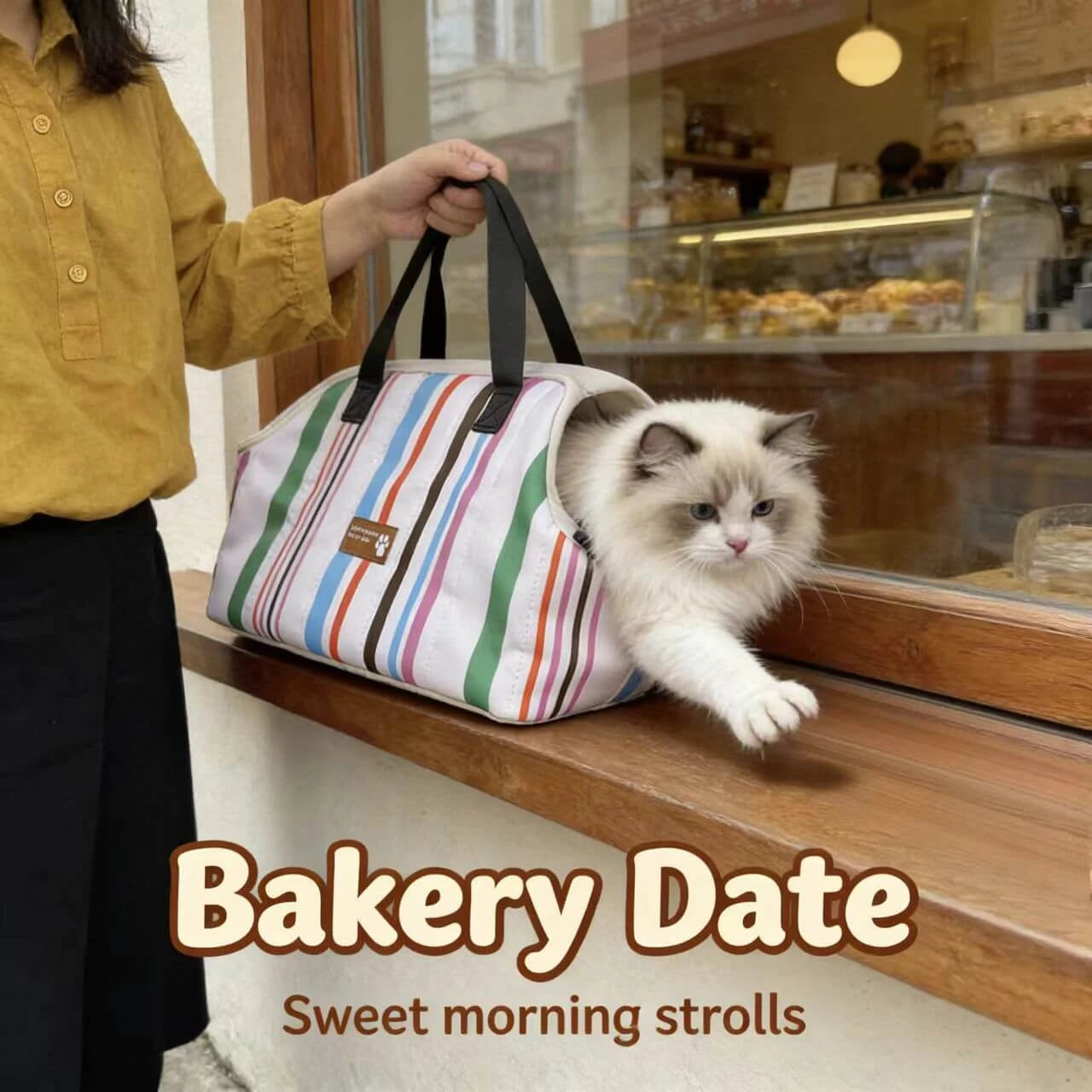 Travel Pet Carrier Tote - Comfort Fit, Fun Print, Multi-Color