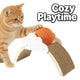 Durable Corrugated Board Cat Scratcher - Cloud Design, Wooden Frame, Toy Ball for Cats