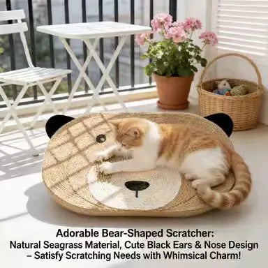 Bear-Shaped Cat Scratcher: Sisal Material, Scratch-Resistant, Brown Cute Design